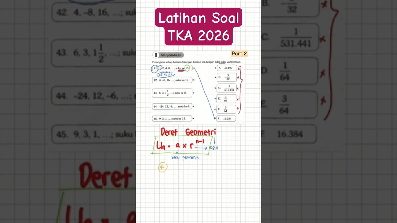 TIPS Latihan ujian tka matematika tahun 2026 bagian 2 | deret geometri #tka #tkamatematika #utbk