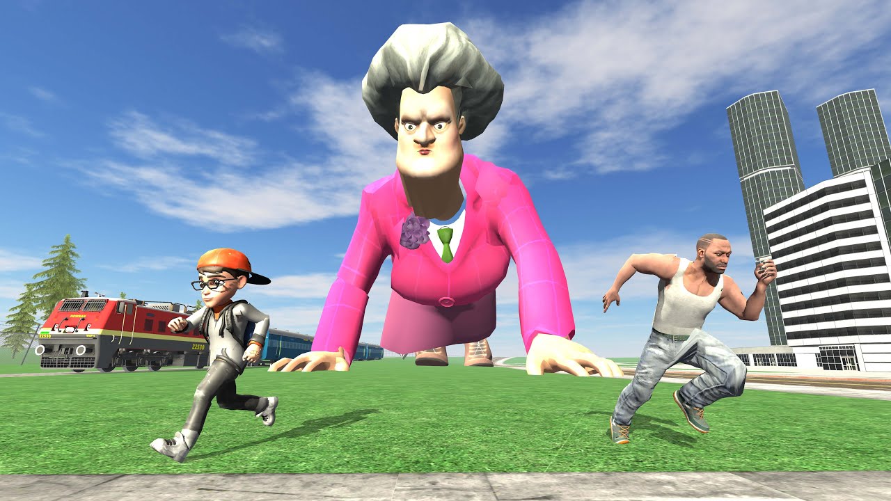 Franklin vs Giant Scary Teacher : INDIAN BIKES DRIVING 3D