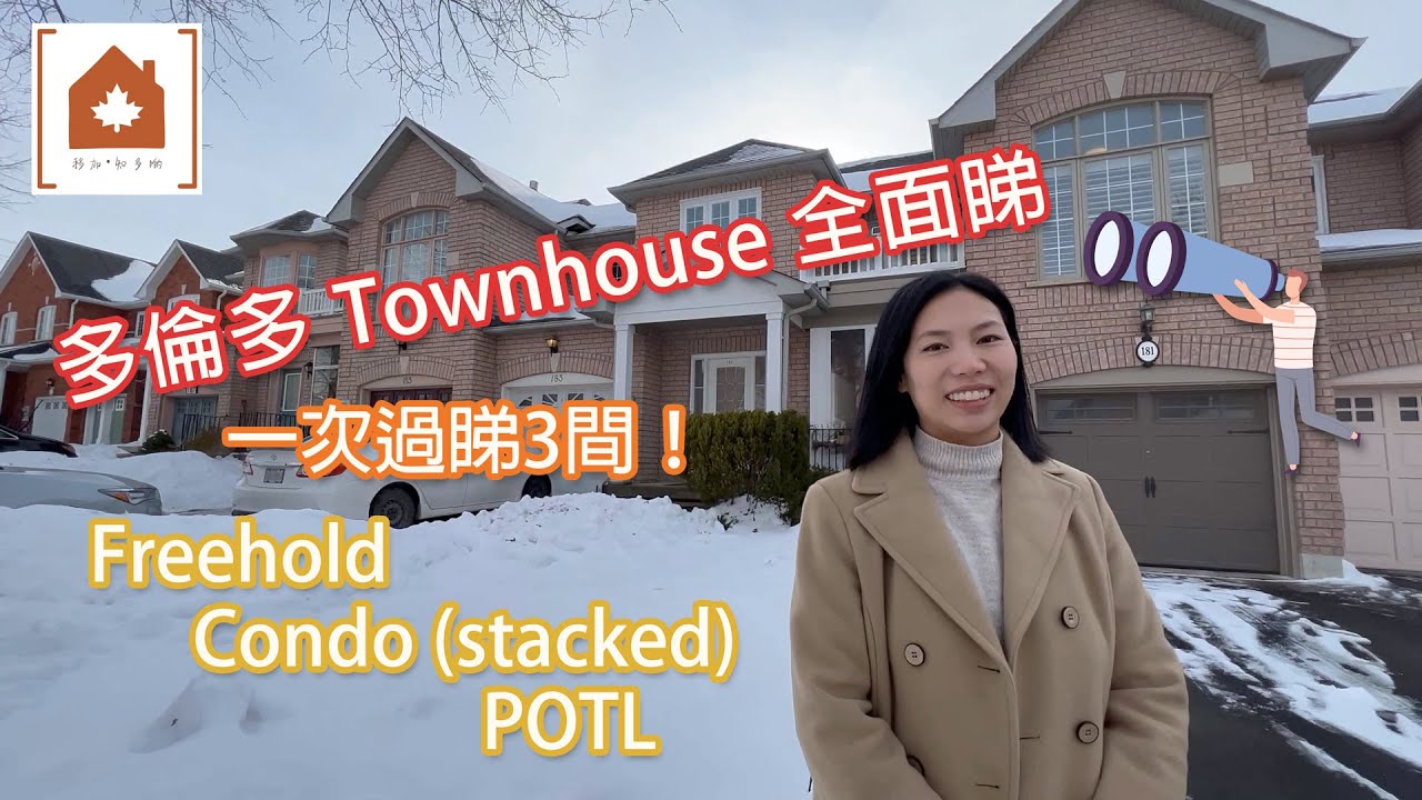 【移加・知多啲】多倫多萬錦 Townhouse 全面睇 | 一次過睇三間不同類型鎮屋：Freehold，Condo，POTL Townhouse | 2022年一月市場價格