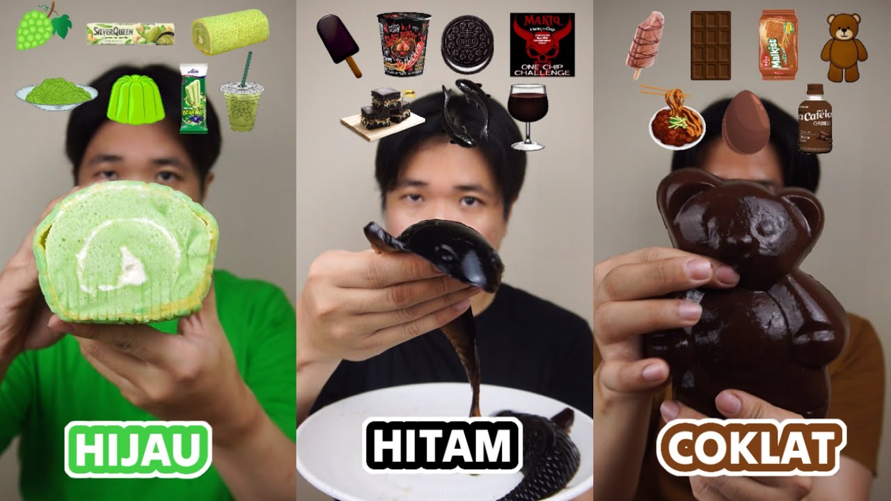 KOMPILASI MUKBANG SERBA WARNA HIJAU, HITAM, DAN COKLAT