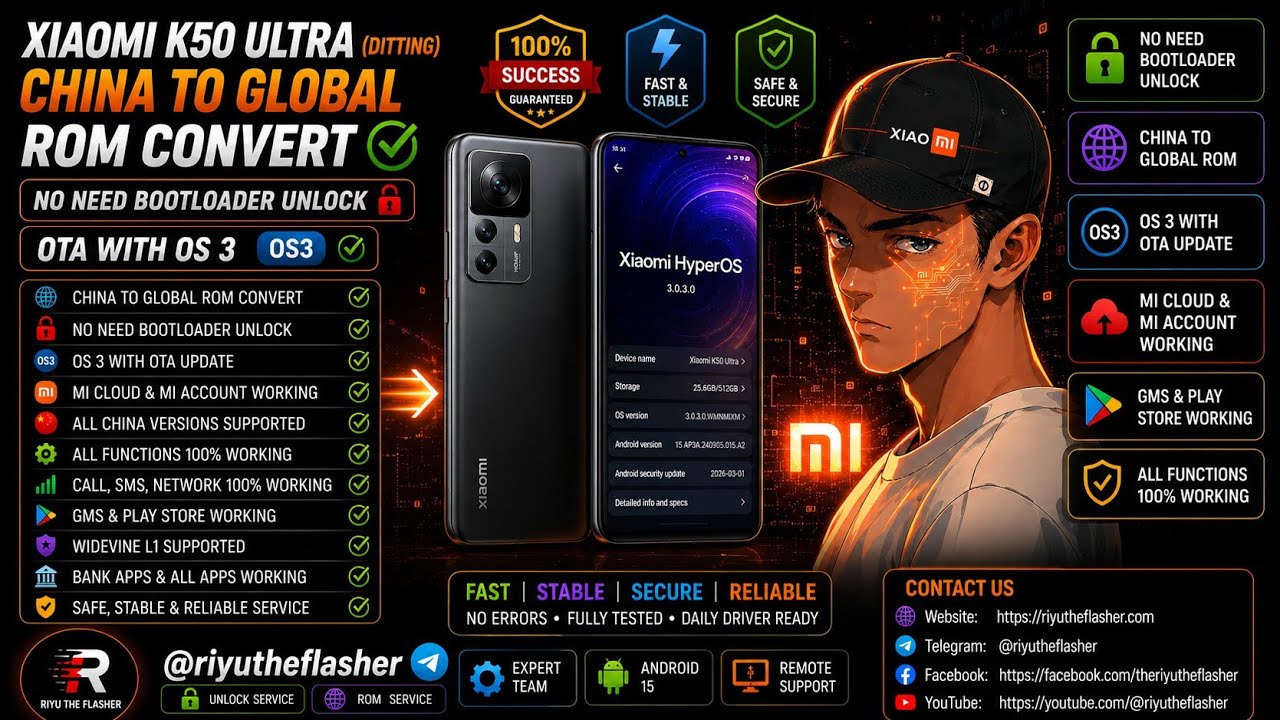 XIAOMI K50 ULTRA (DITTING) CHINA TO GLOBAL ROM CONVERT✅🆗NO NEED BOOTLOADER UNLOCK🔓OTA WITH OS 3 ✅🆗