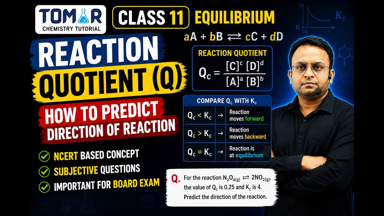 Equilibrium Class 11/ Reaction Quotient / How to predict direction of reaction/ subjective questions
