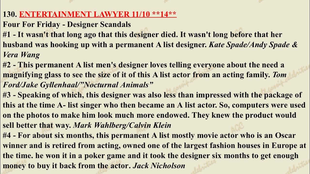 Designer Scandals : Four For Friday