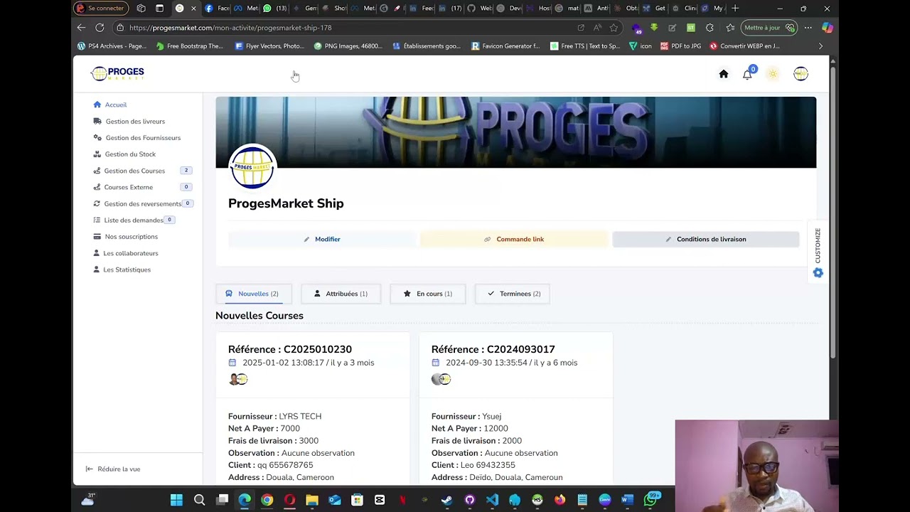 Collaboration entre vendeur et Agence de livraison sur ProgesMarket