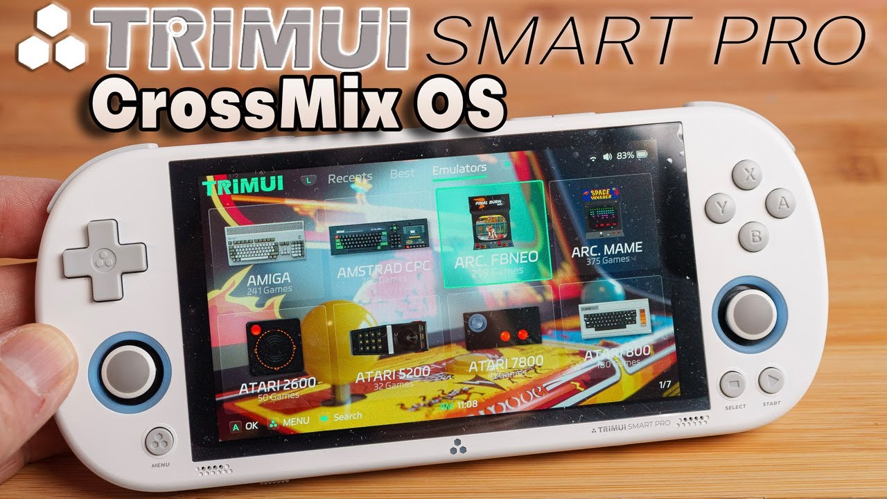 TRIMUI SMART PRO CrossMix OS: Encore meilleure Idéale pour Amiga Vectrex C64 Amstrad