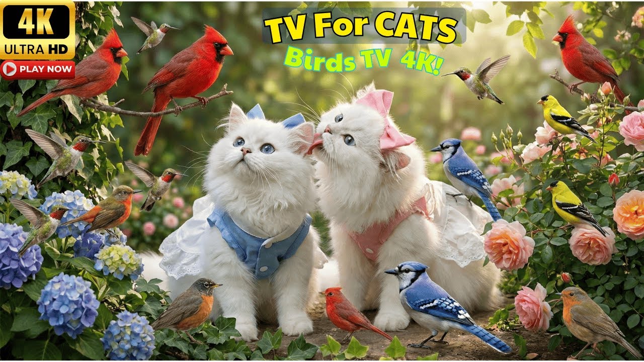 Bird TV for Cats 🐦 A Calm Garden of Birds for Cats | 4K UHD