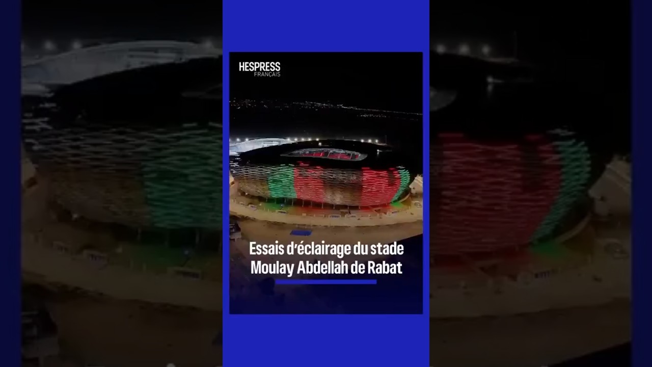 Images a&eacute;riennes des essais d'&eacute;clairage du stade Moulay Abdellah de Rabat
