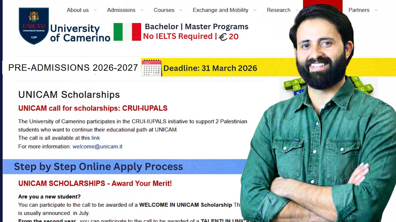 University of Camerino Italy 2026 | Without IELTS | Apply Process