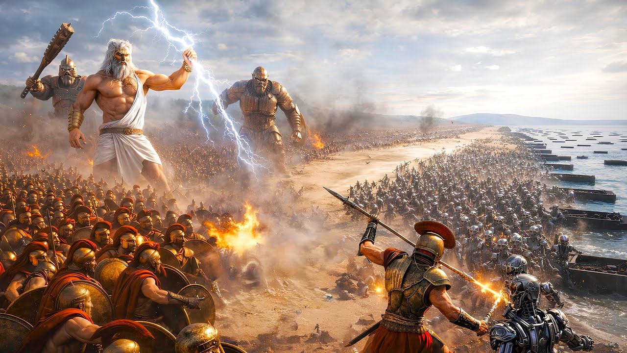 T-800 Terminators Storm Omaha Beach vs Zeus, Humans & Giants &ndash; Ultimate Epic Battle Simulator 2
