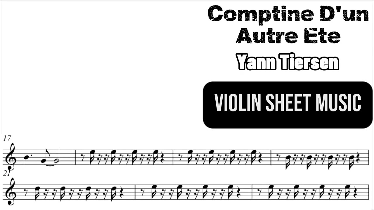 Karaoke || Comptine D'un Autre Ete - Yann Tiersen || Violin Sheet Music