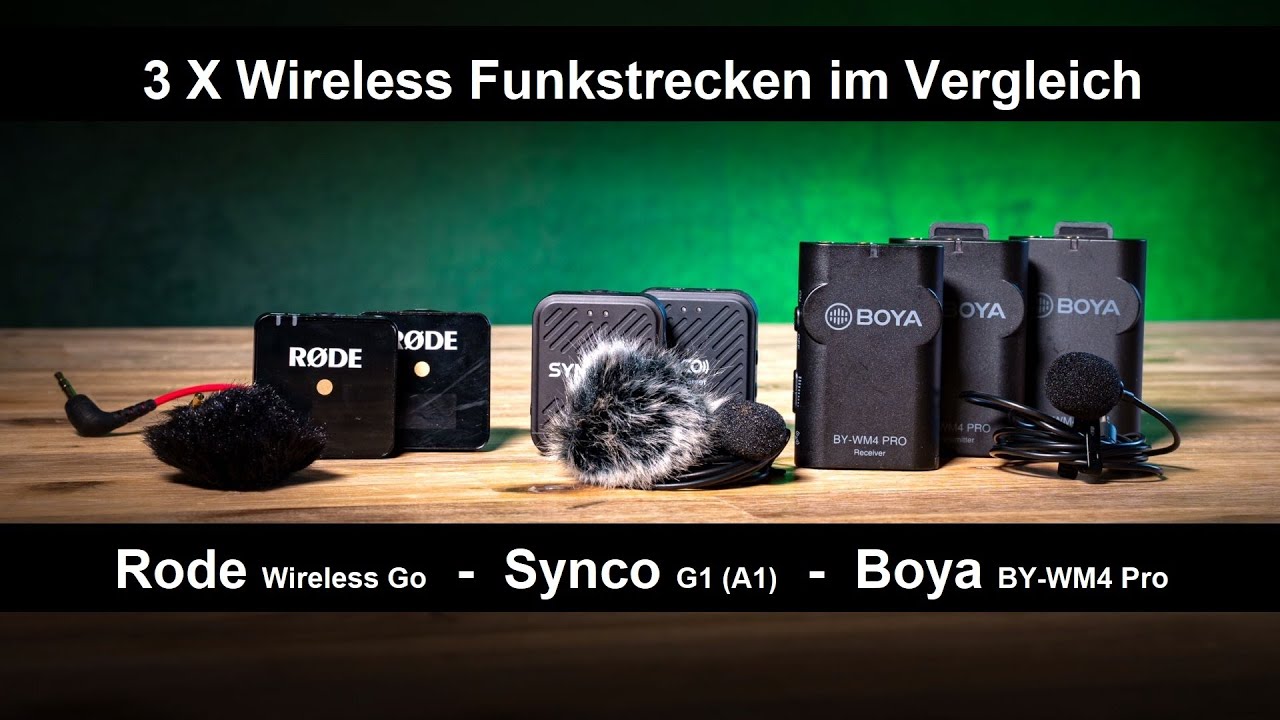 Günstige Wireless Funkstrecken im Vergleich - Rode Wireless Go - Synco WAir-G1(A1) Boya by-WM4 PROK2