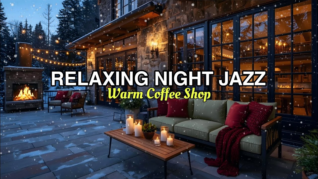 Cozy Winter Night Jazz ⛄ Warm Coffee Shop Ambience & Smooth Jazz Instrumental for Relax & Study