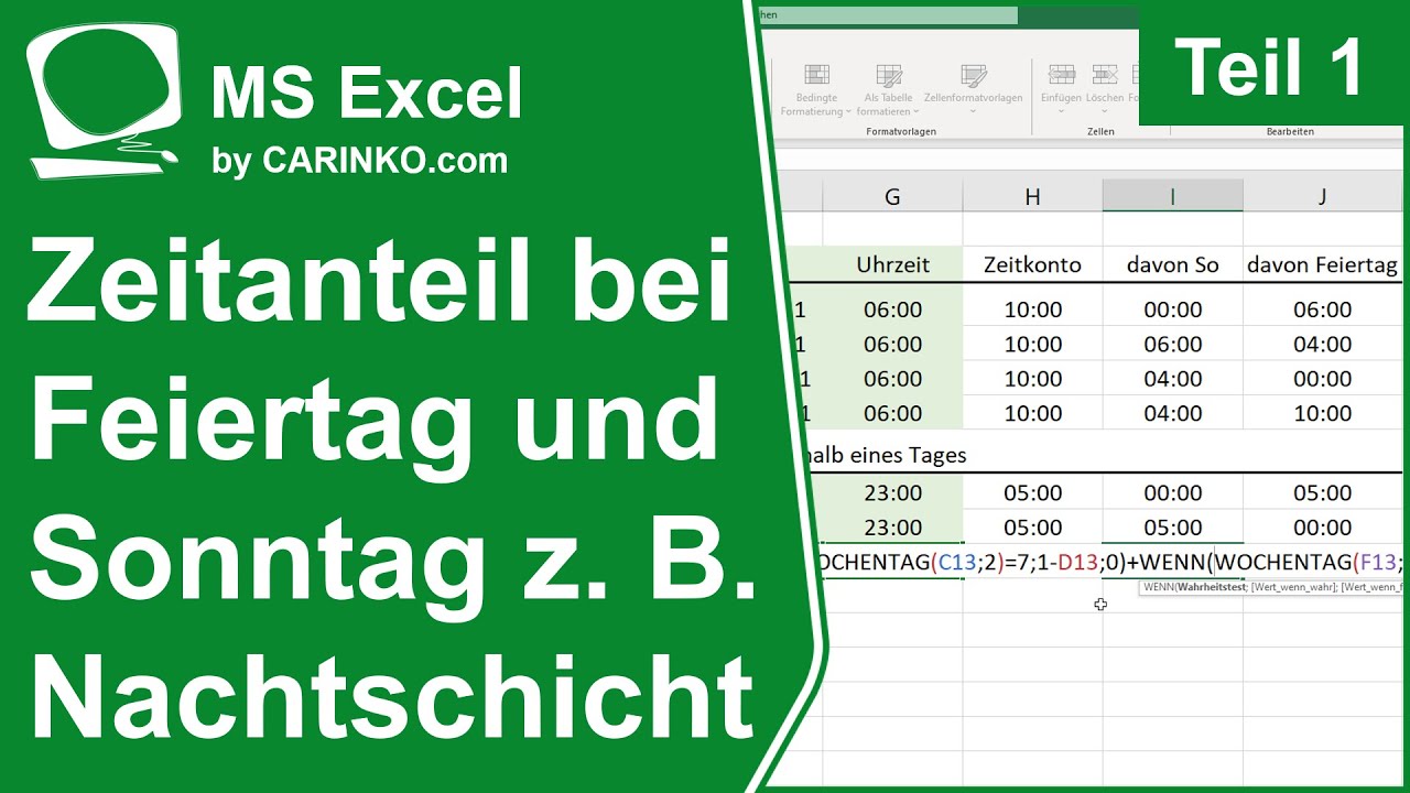 Anteilige Zeitberechnung bei Sonntag und Feiertag z. B. bei Nachtschichten Teil 1 - carinko.com