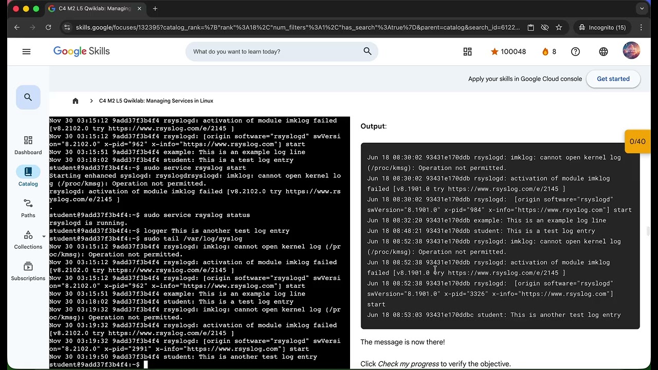 C4 M2 L5 Qwiklab: Managing Services in Linux