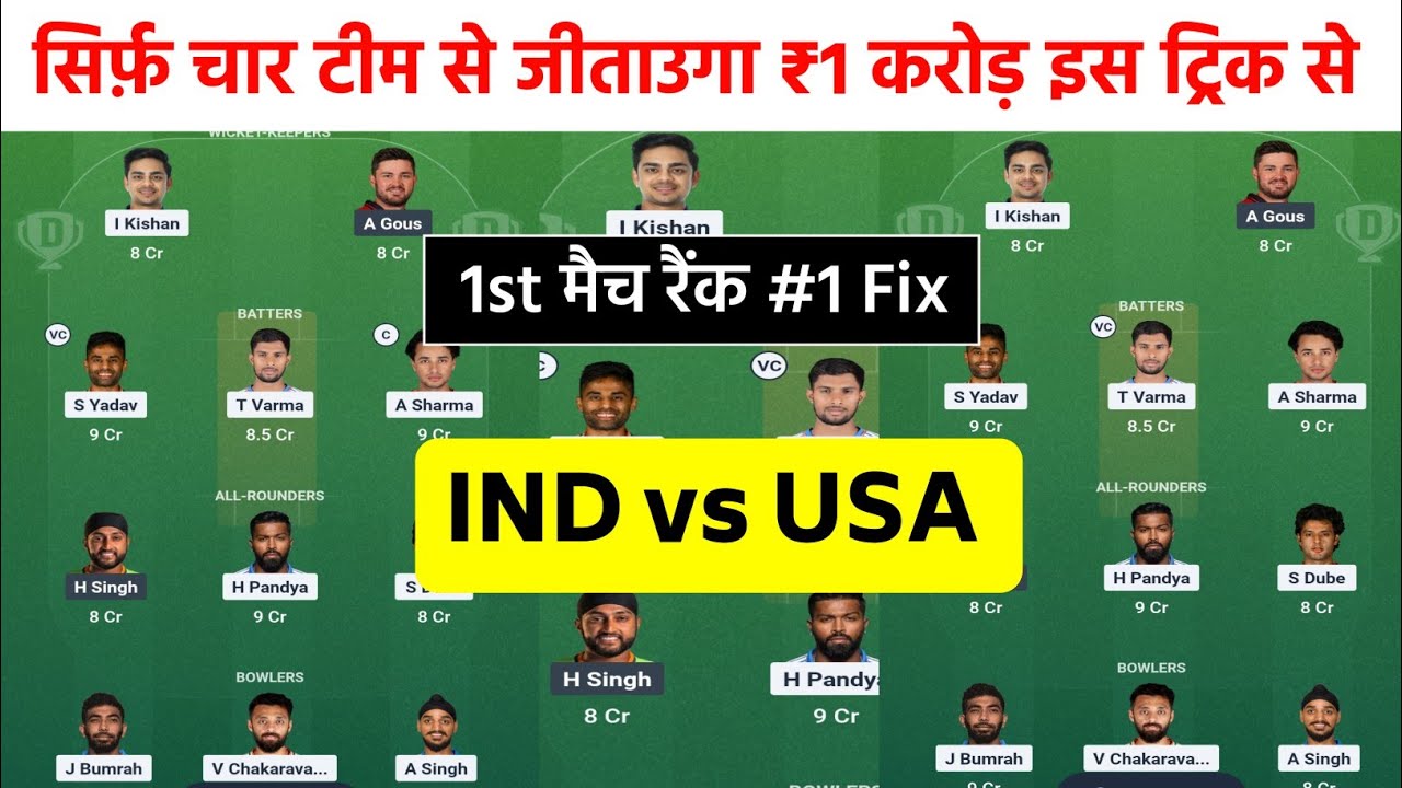 IND vs USA Dream11 Team Prediction| IND vs USA Today Dream11 Team| IND vs USA Dream11 Team