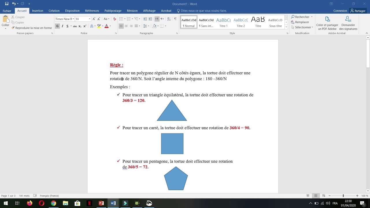 Tracer un polygone régulier avec le langage de programmation LOGO