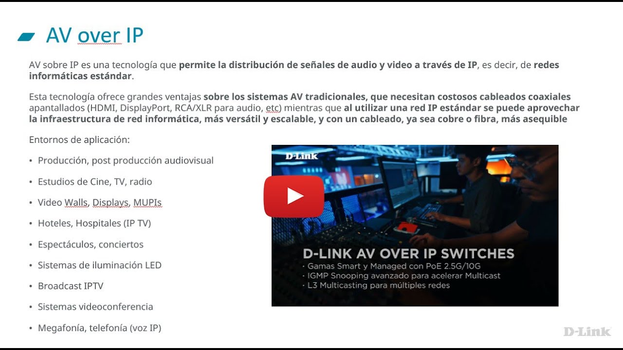 D Link switches AV over IP aplicaciones y escenarios trafico LAN multicast