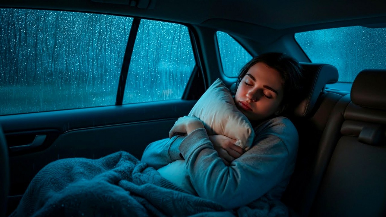 Deep Sleep in Cozy camping car 🚐  Heavy Rain on Roof & Thunder Sounds for Sleep ⛈️White Noise ASMR