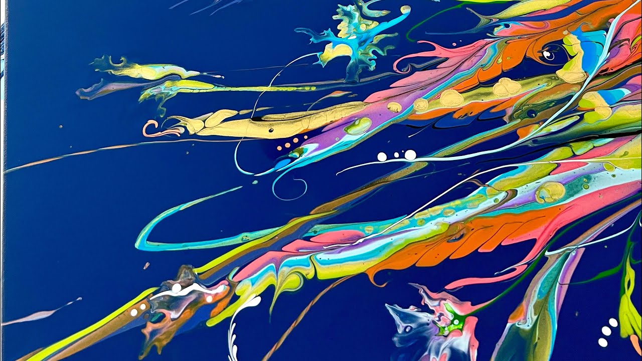 Colors EXPLODE!  In My Largest Ever Ninja Swipe!! - Acrylic Pour - Fun Fluid Art Technique