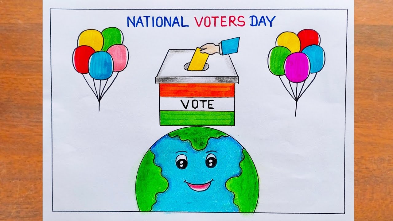 मतदाता जागरूकता दिवस पर चित्र / National Voters Day Drawing / Voters Day Poster Drawing Easy Steps