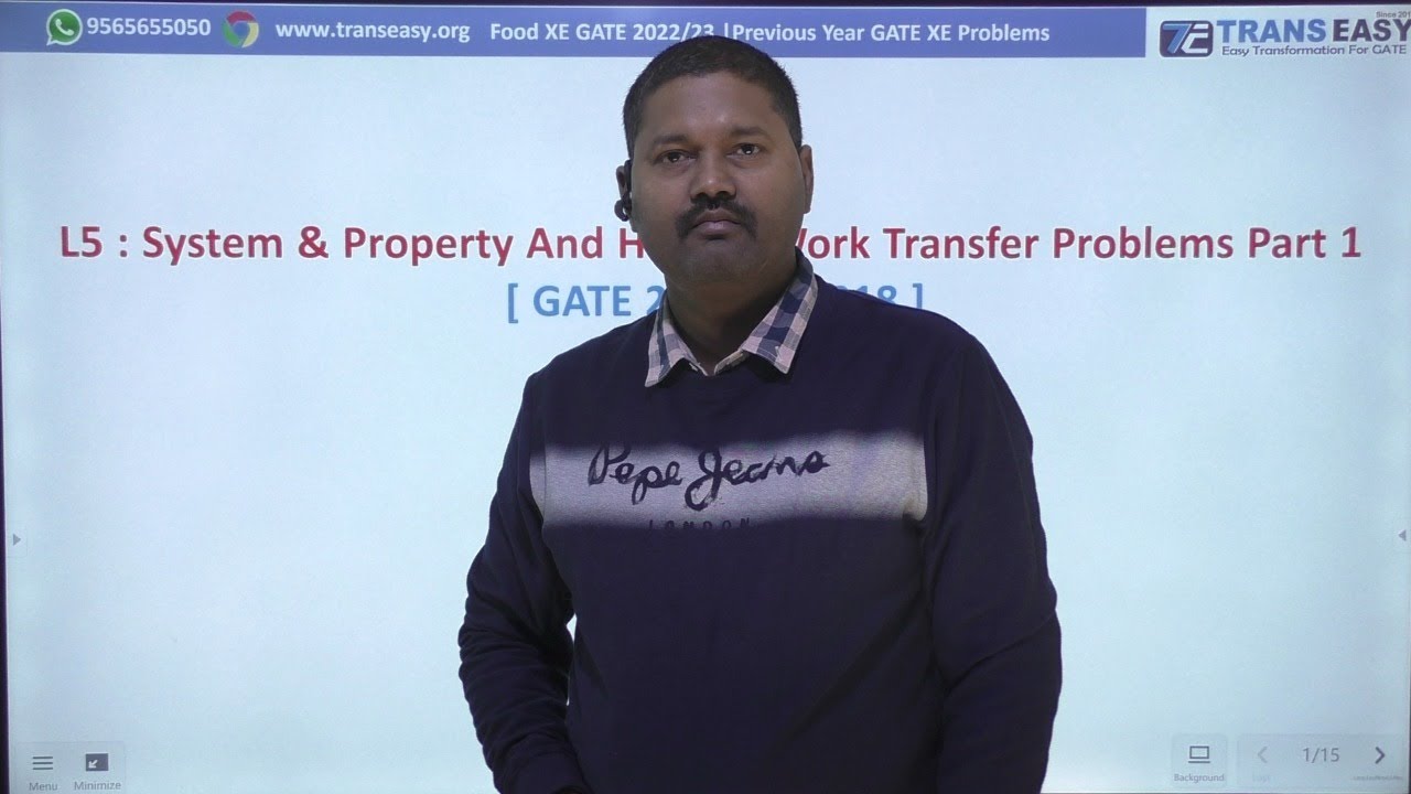 L5 GATE Food Tech XE : Thermodynamics Previous Year Problems Discussion