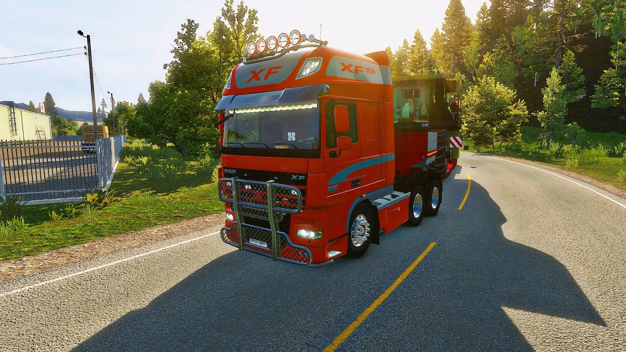 Euro Truck Simulator 2 | Transportando uma Colhedeira de Algodão em Oslo | DAF XF105 510cv