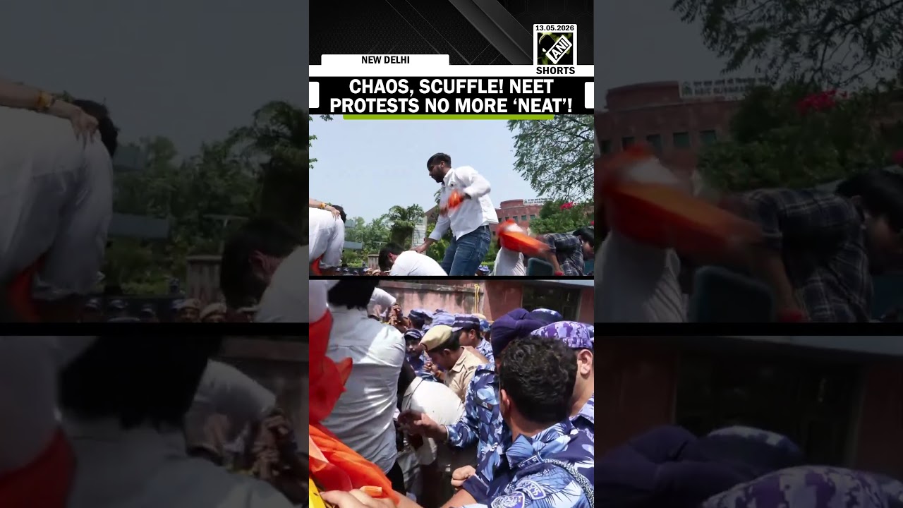ABVP workers protest over alleged paper leak in NEET-UG 2026 exam outside NTA office in Delhi