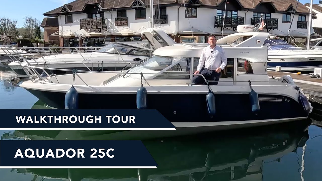 Walkthrough Tour on Aquador 25C - Little boat with a big heart! A very special well built cruiser