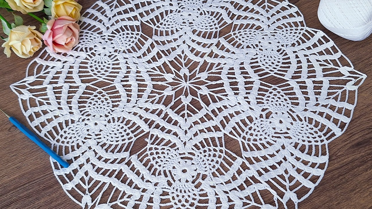 Step by Step Tutorial Crochet Tablecloth With Crochet Lace 🧶 Round Tablecloth,table mat, Doily