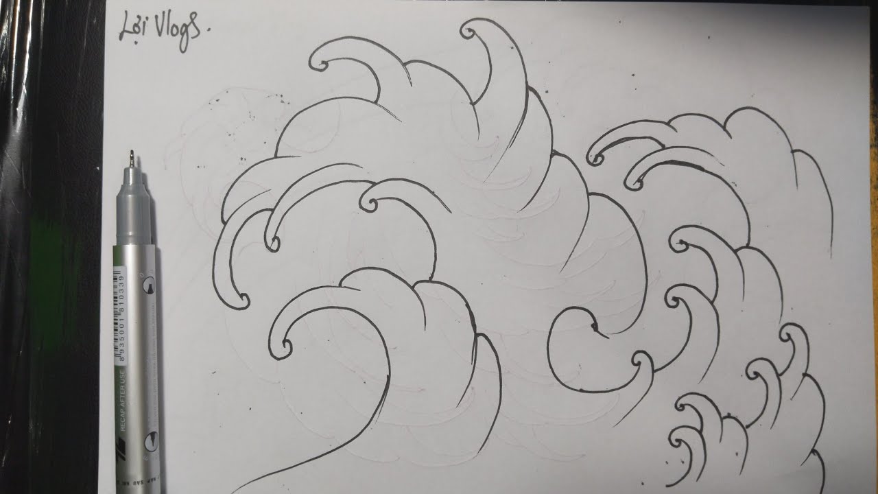 Cách Vẽ Sóng Nước Tattoo Nhất Cô Đơn Giản || Lợi Vlogs