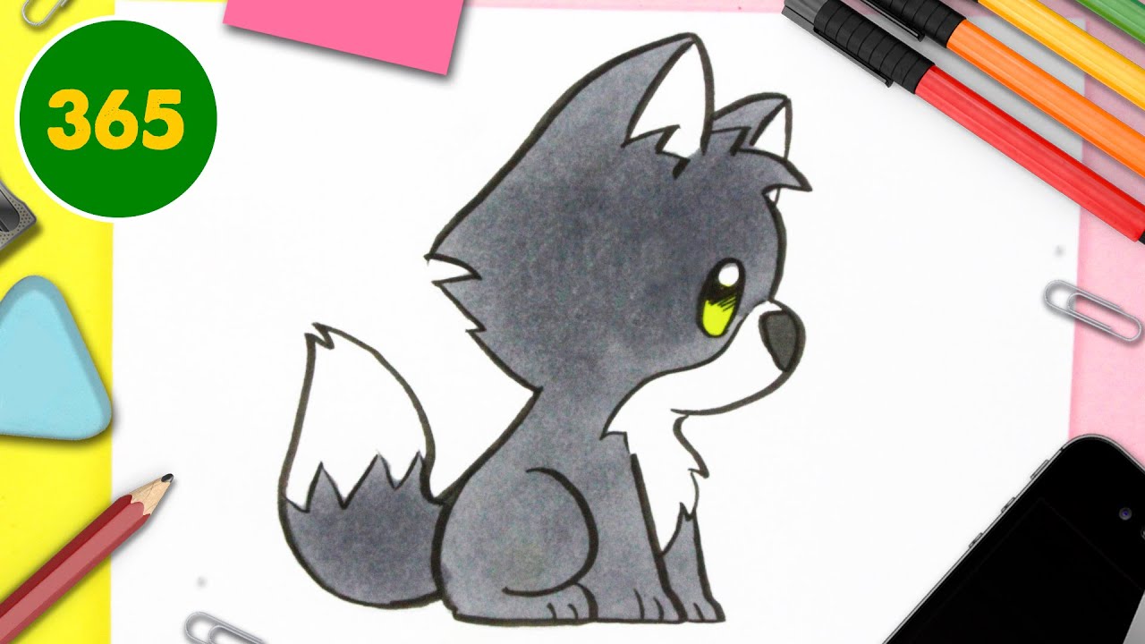 COME DISEGNARE LUPO KAWAII - Come disegnare animali
