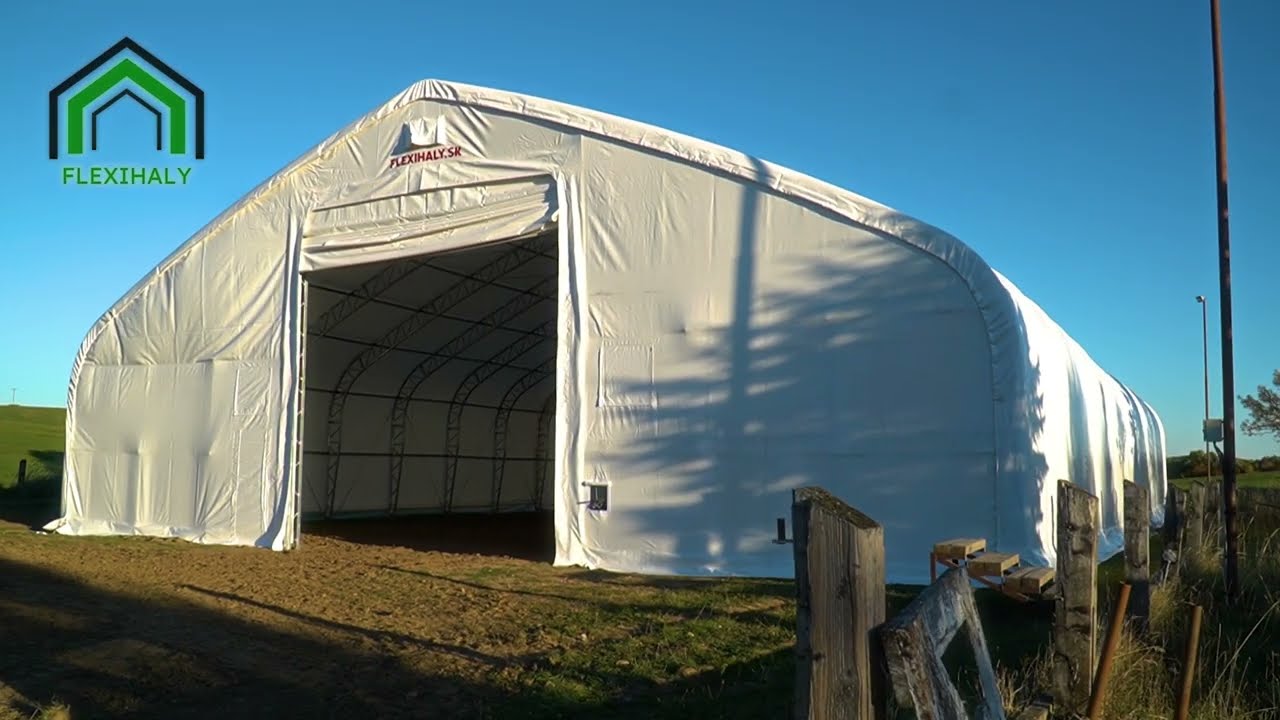 Jazdiareň v plachtovej hale  18,3 x 30,5 x 7,6 m l FLEXIHALY