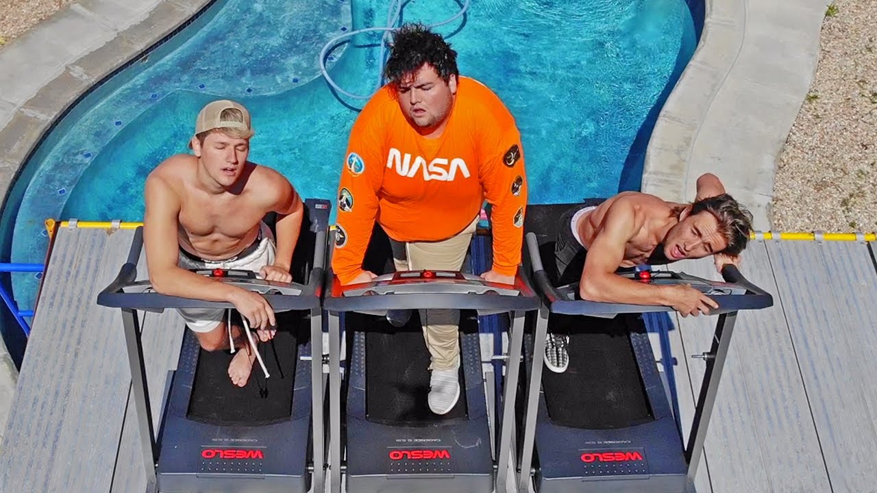 Last To Fall Off Treadmill Wins!