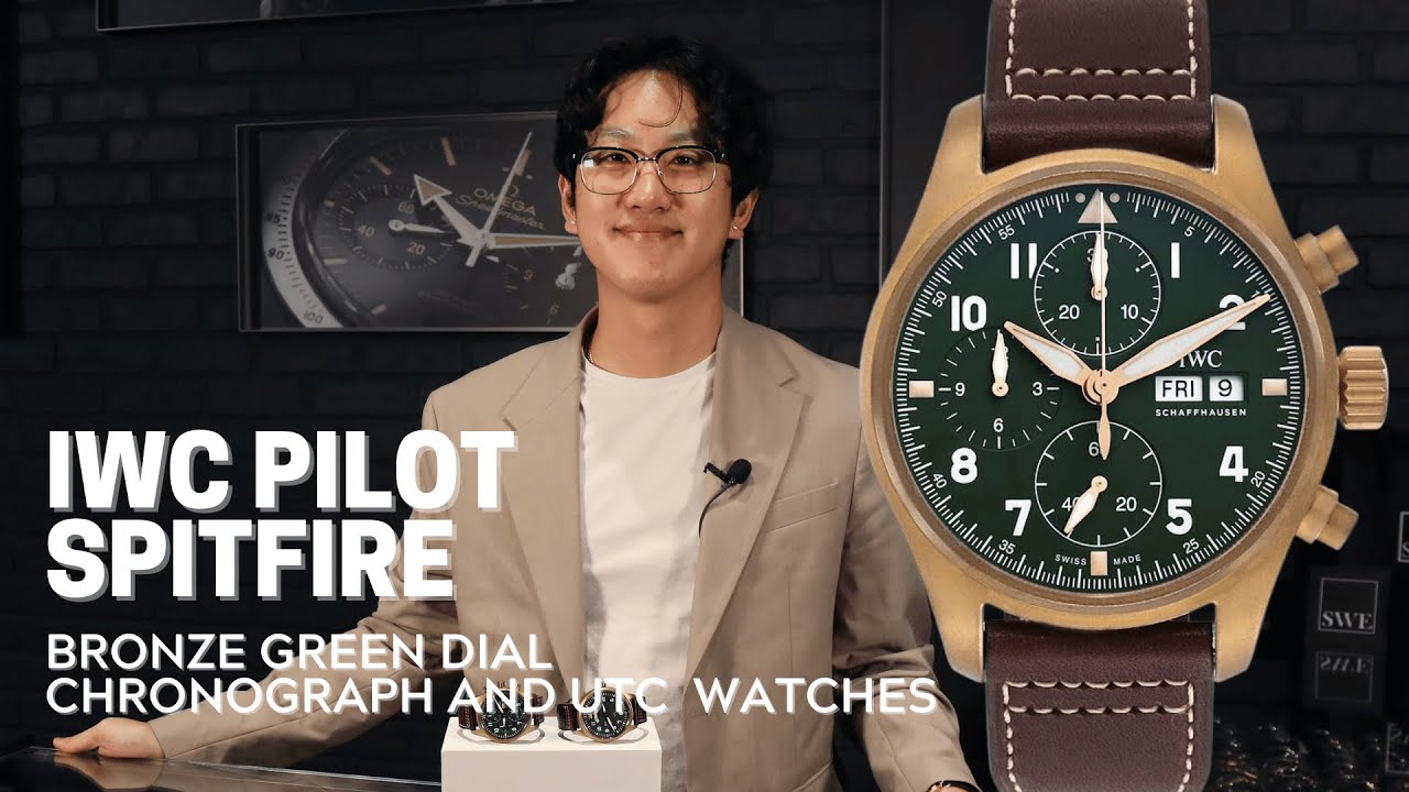 IWC Pilot Spitfire Bronze Green Dial Chronograph and UTC Watches | SwissWatchExpo