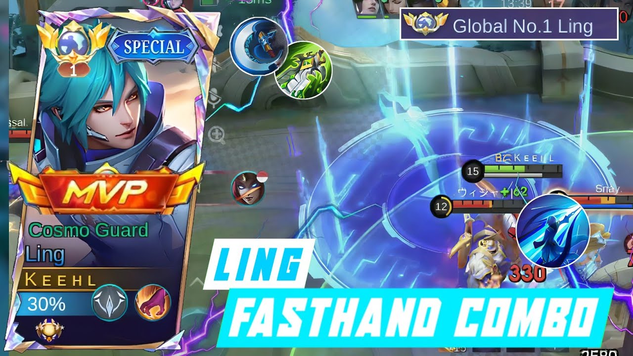 LING COSMO GUARD FASTHAND COMBO! GLOBAL LING CARRY TEAM IN SOLO RANK - MOBILE LEGENDS