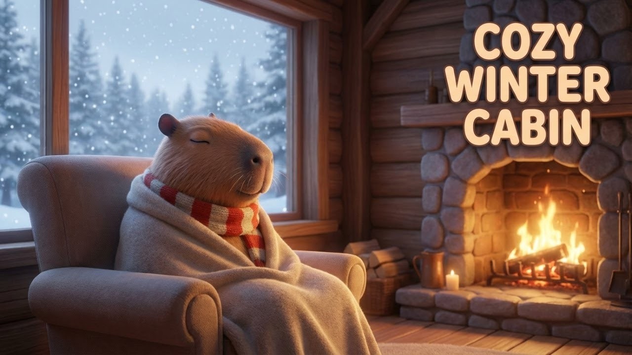Cozy Winter Cabin ASMR ❄️ | 2 Hours of Fireplace & Snowstorm Ambience for Deep Sleep