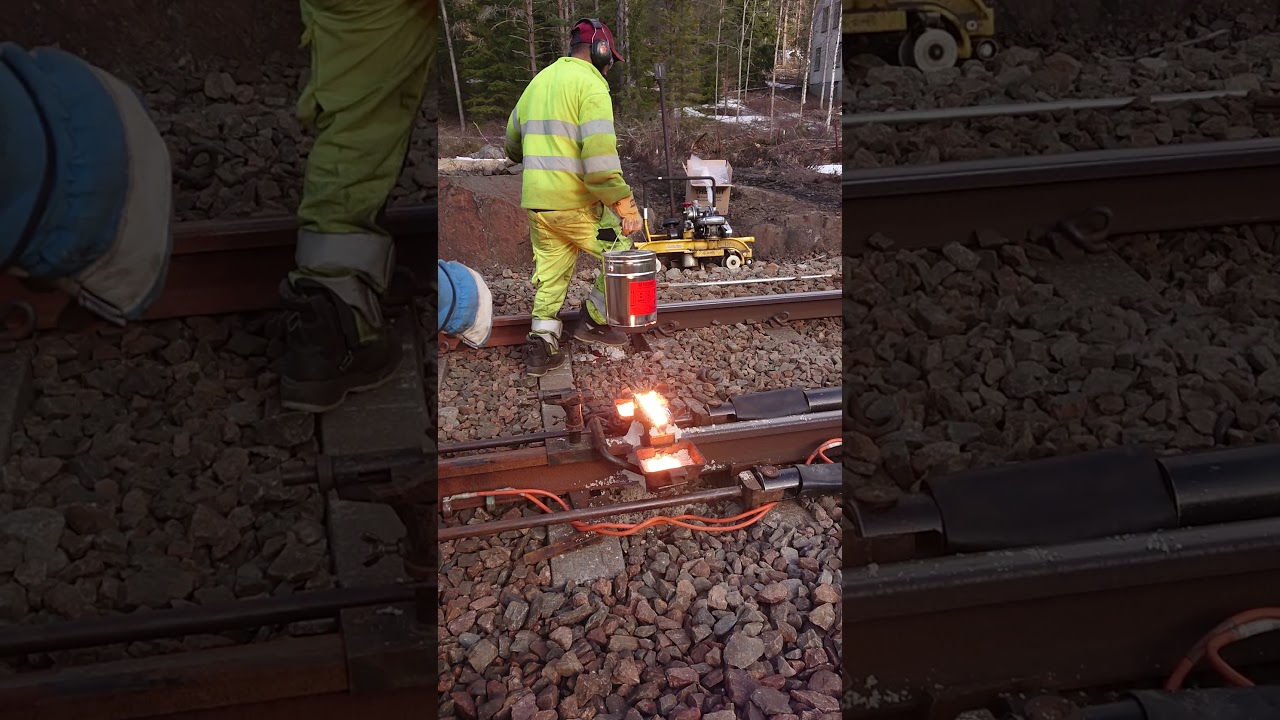 Termitt-sveising p&aring; jernbanen