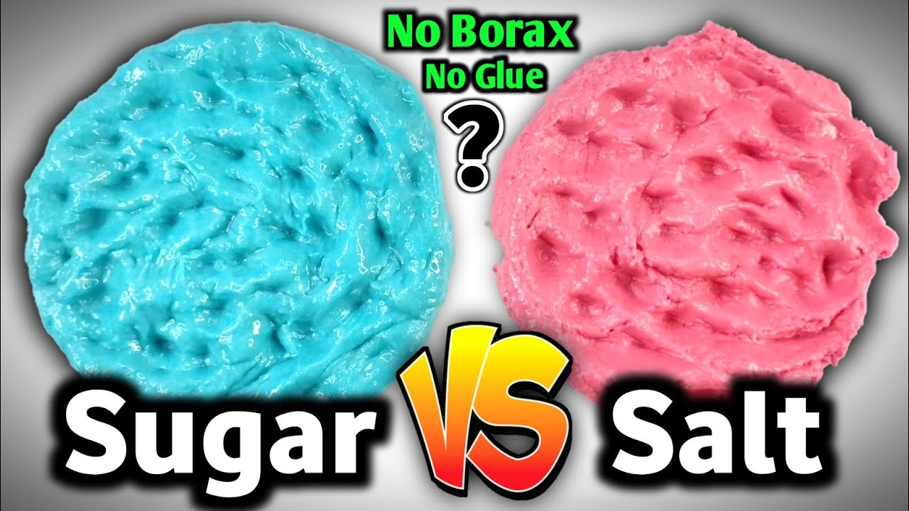 SUGAR SLIME VS SALT SLIME👅🎧 How to make Slime with Sugar, Flour and Salt (No Glue No Borax)