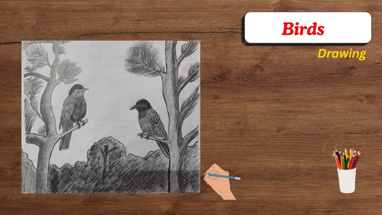 Drawing Two Birds on Tree Branches | Relaxing Art Time
