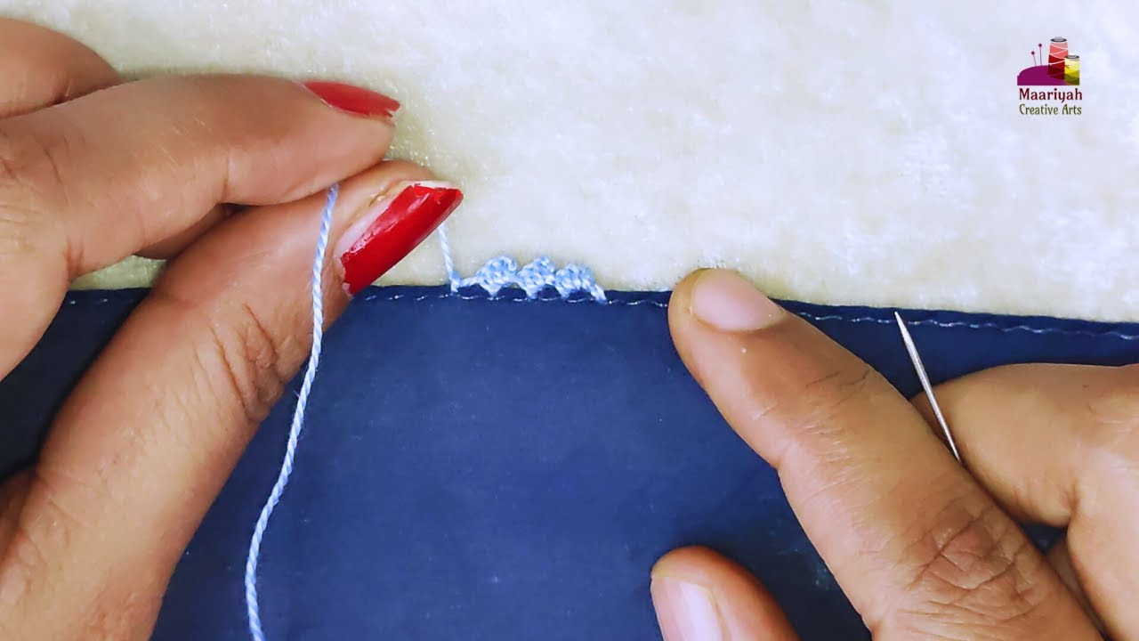 How To Make Border Design With Needle & Thread | Randa Embroidery | Embroidery for Beginners 1075