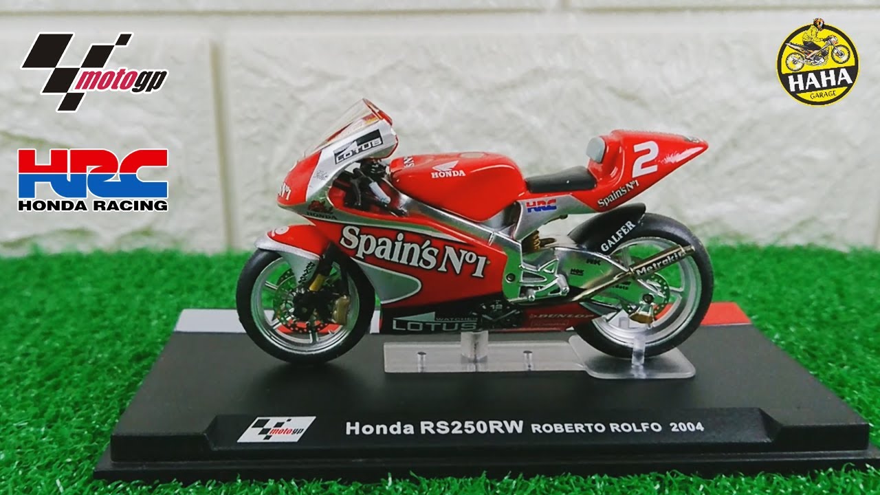 Diecast Miniatur MotoGP Honda RS 250 RW Roberto Rolfo 2004 Skala 1/24