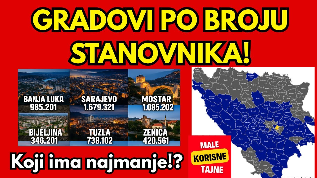 POGLEDAJTE BROJ STANOVNIKA SVIH GRADOVA U BOSNI I HERCEGOVINI *ima puno iznenađenja*