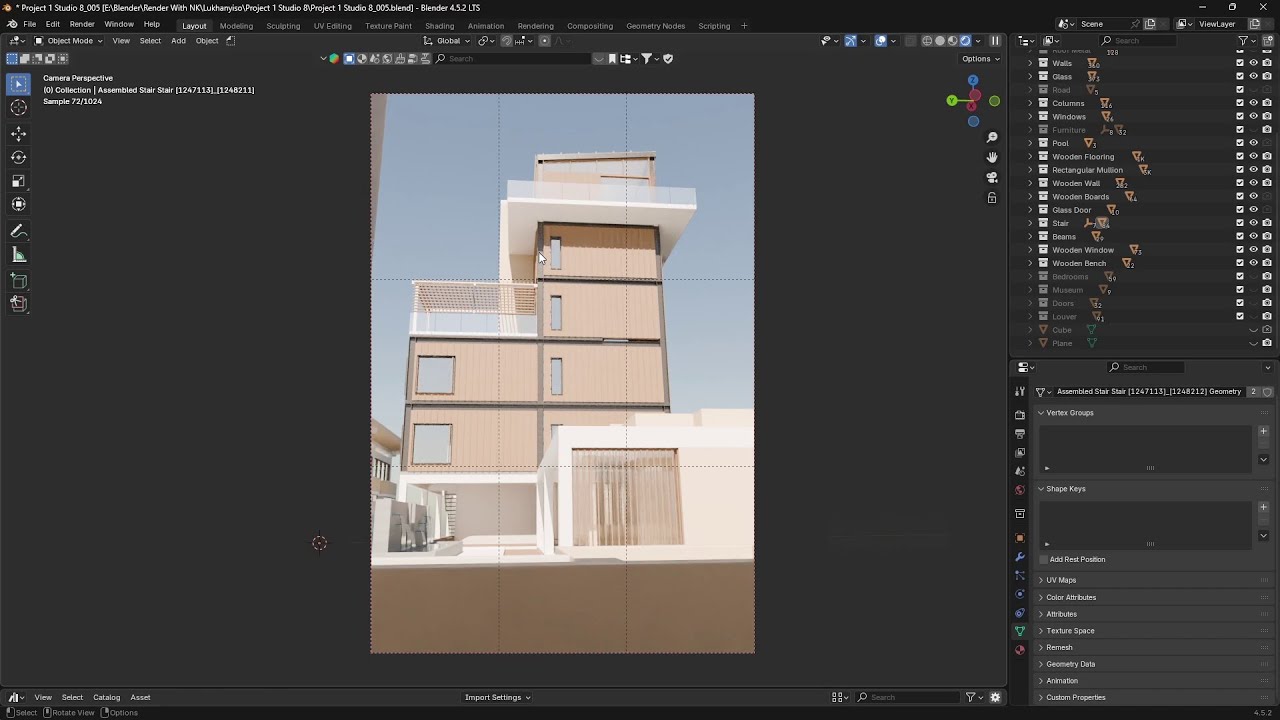 Blender 4.5 ArchViz – Camera Positioning & Composition Tips
