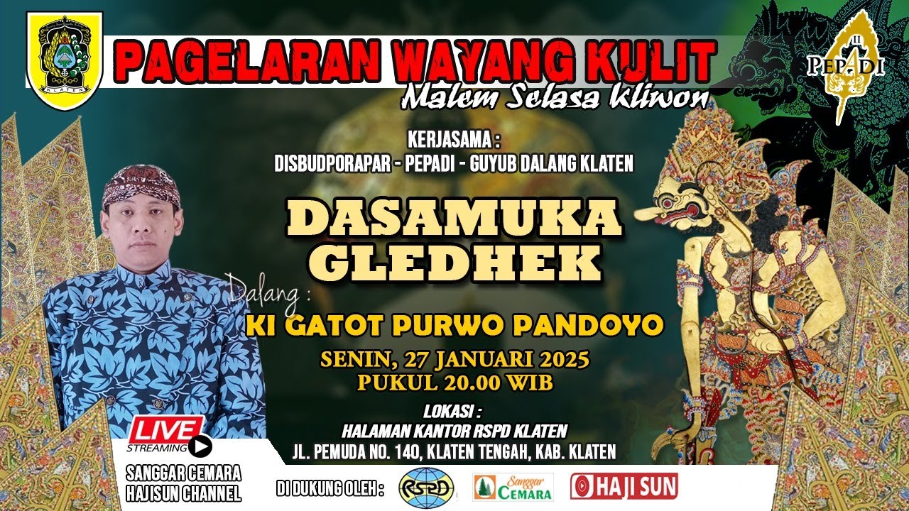 Live Wayang Rutin Malam Selasa Kliwon di RSPD Klaten. Ki Gatot Purwo Pandoyo - Dosomuko Gledek.