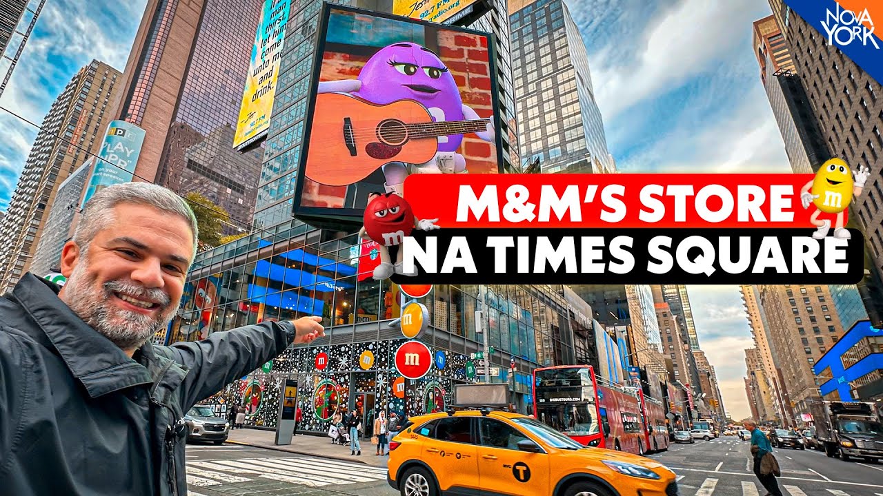 Como é a loja GIGANTE DA M&M's na Times Square em Nova York