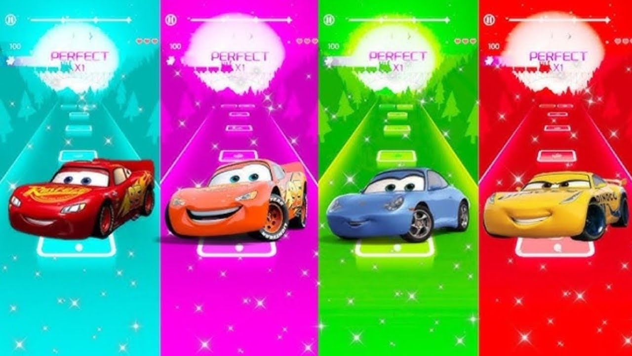 McQueen green Car Video🆚️yellow McQueen Eater🆚️McQueen RedCar Tiles Hop EDM Rush Gameplay🎯🎮#tileshop