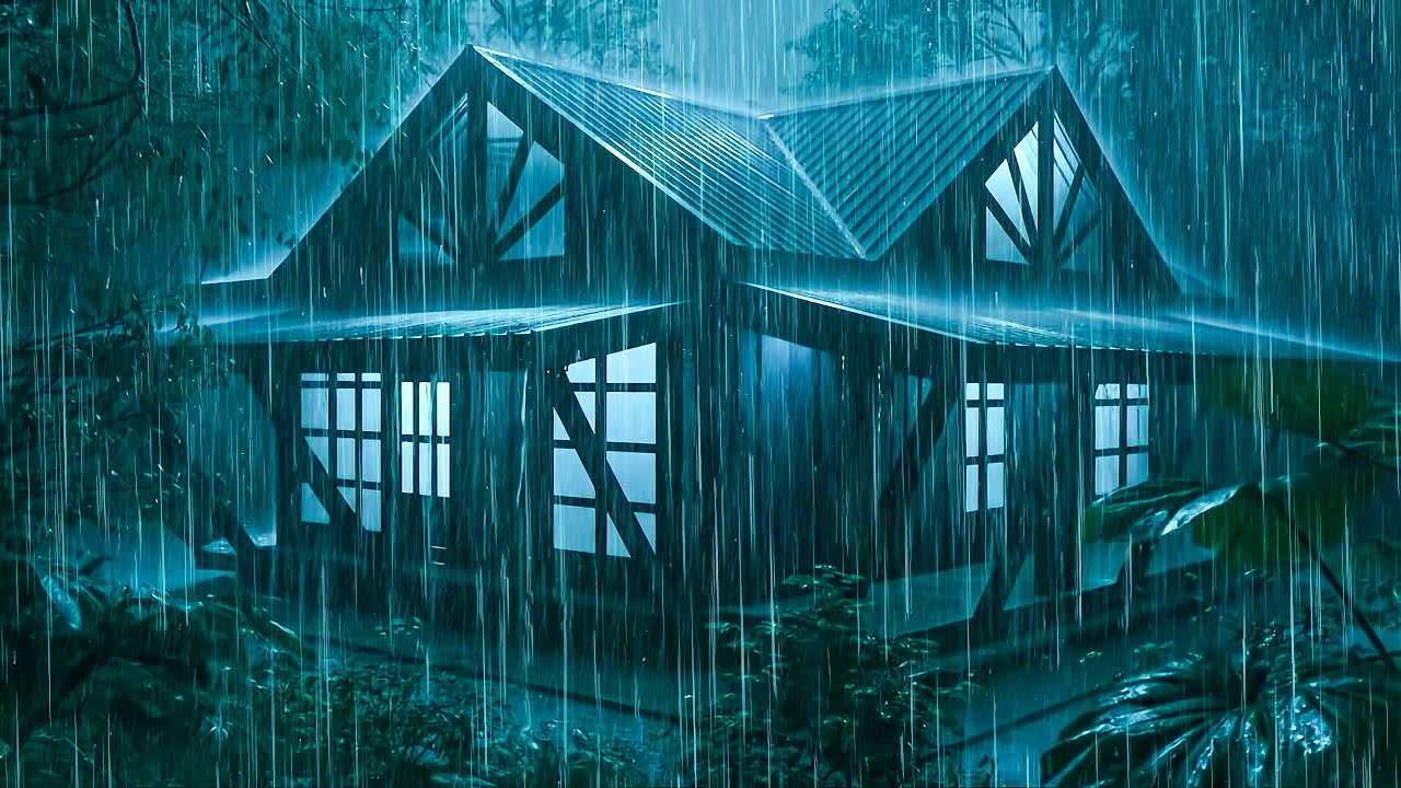 Goodbye Anxiety to Deep Sleep with Heavy Rain & Massive Thunder on a Creaky Tin Roof at Night