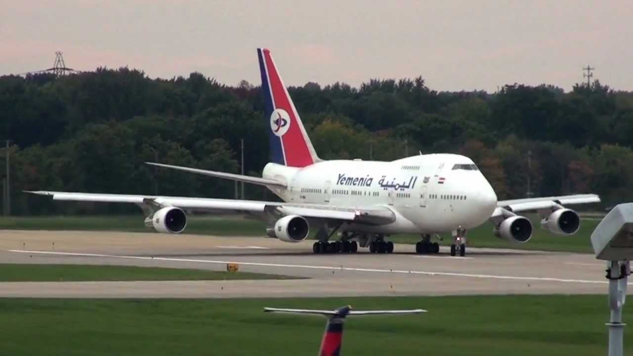 Yemen 747SP Heavy Take Off Cleveland, Ohio