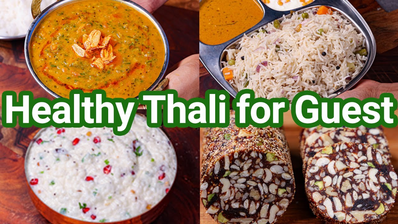 Healthy Thali for Guest in Just 30 Mins - Dal, Jeera Rice, Curd Rice & Dry Fruit  Barfi