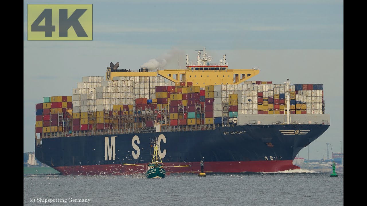MSC MARGRIT - Shipspotting Germany 🇩🇪 IMO 9465318 - River Elbe near City Otterndorf - 4K VIDEO